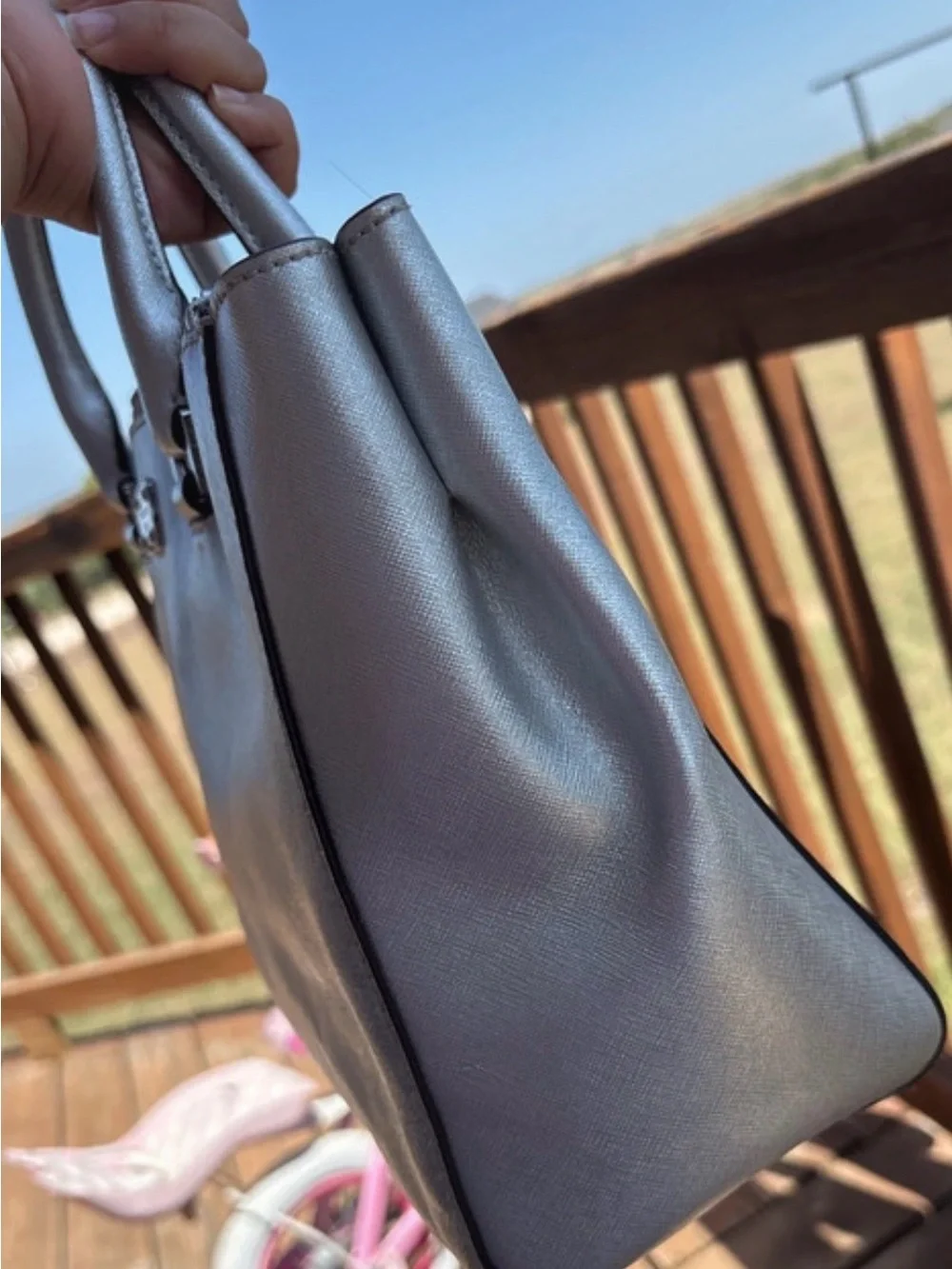 Michael Kors Silver Metallic Saffiano Tote